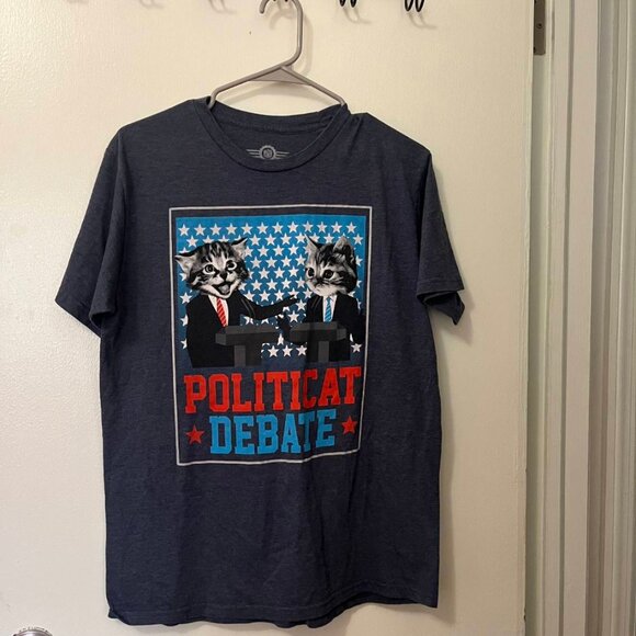 MAD ENGINE POLITICAT DEBATE Cats Graphic T-Shirt, Short Sleeve, Adult Sz Medium - Picture 1 of 8